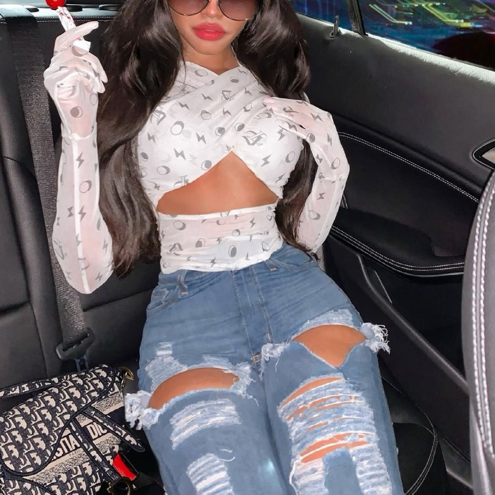 Jaded london wrap around mesh top with lightning bolts